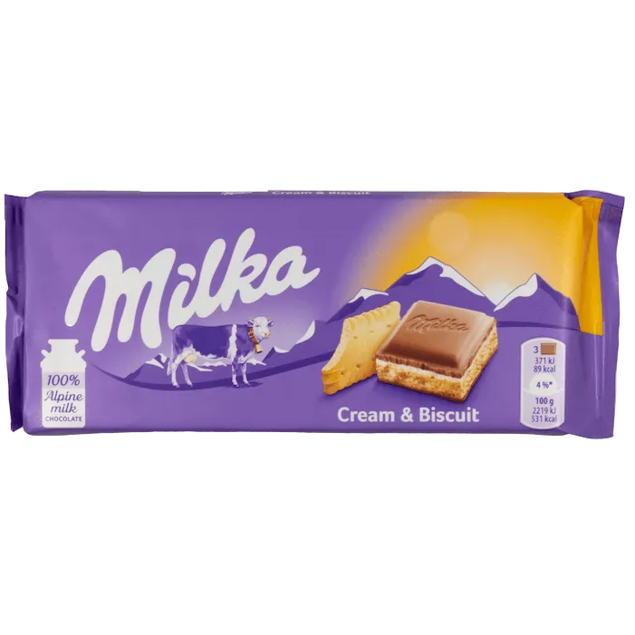 Milka Cream & Biscuit Chocolate Bar