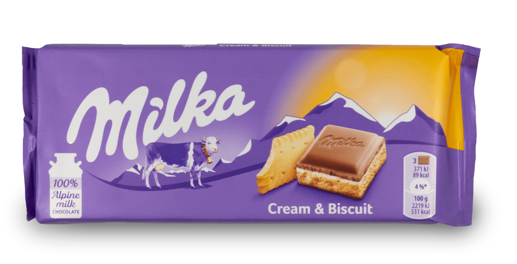 Milka Cream & Biscuit Chocolate Bar - Image 2