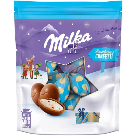 Milka Christmas Confetti Bonbons 86g original product packaging