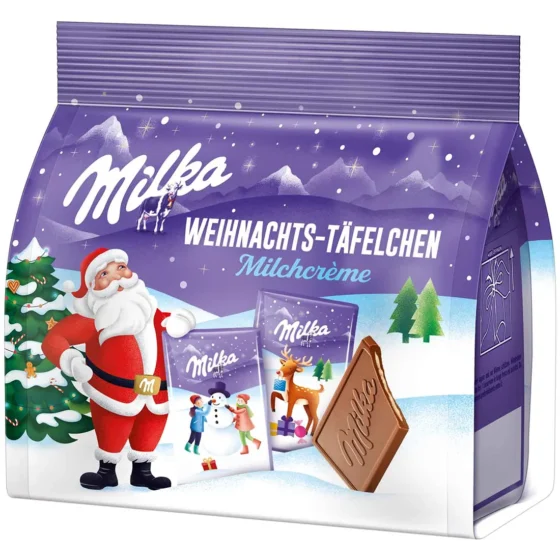 Milka Christmas Mini Milk Cream Chocolate Bars 150g product packaging