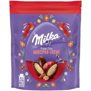 Milka Fine Eggs Marzipan package photograph