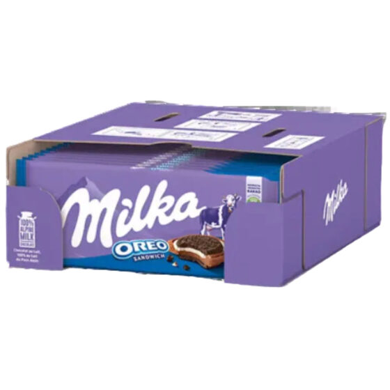 Milka Oreo Sandwich 16-bar case packaging